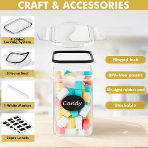 Set di 24 Contenitori Ermetici in Plastica per Dispensa, Organizzatori per Alimenti Secchi, Cereali e Farina con Coperchi - Product Image 3
