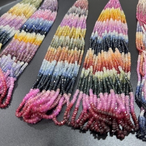 Perles de saphir multicolores naturelles facettées rondes 3-5 mm, qualité excellente, Madagascar, non traitées, en brin, pour bijoux - Product Image 4
