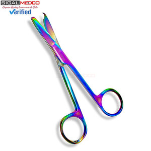 Suture Stitch Scissors 4.5" Straight Manual Multicolor Rainbow <b>Titanium</b> Coating Premium Quality Stainless Steel General Surgery - Product Image 2