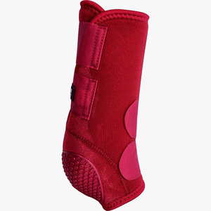Protège-tendons de cheval en caoutchouc rouge avec grip respirant antidérapant et double sangle de soutien pour usage extérieur - Product Image 1