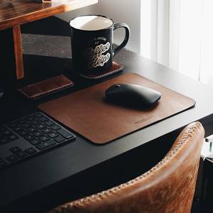 Smooth Genuine Leather <b>Mouse</b> Pad Precision Tracking Laptop Mat Luxury Cowhide Leather Desk Mat for Designers LMP-0016 - Product Image 2