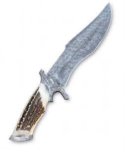 Couteau utilitaire robuste forgé sur mesure en acier Damas, manche en bois de cerf, par Iron Crown Forge - Product Image 5