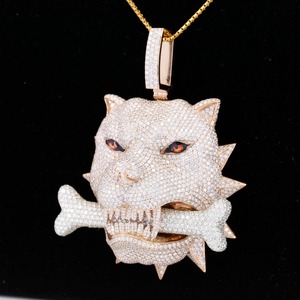 Promotion : Pendentif Panthère en Argent 925 avec Diamant Moissanite, Breloque Tête d'Animal 3D Givrée, Plaqué Or, Bijoux Hip Hop pour Hommes et Femmes, Idéal Soirées, Certifié IGI - Product Image 6