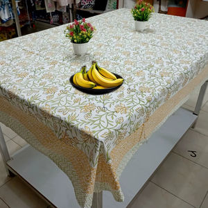 Nappe rectangulaire élégante et moderne en coton uni, de haute qualité, écologique, durable, avec motifs imprimés à la main, personnalisable - Product Image 1