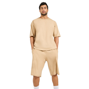 T-shirts et shorts pour hommes de qualité supérieure avec logo personnalisé, 100% coton, vêtements d'été décontractés, séchage rapide, service OEM, ensemble court - Product Image 4