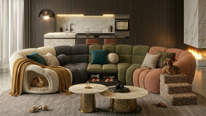 Divano Modulare Curvo Personalizzato con Cuccia per Animali, Arredamento di Lusso per Animali Domestici, Regalo, Divano Moderno per Soggiorno, Design OEM - Product Image 5