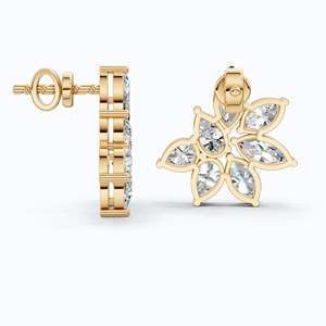 14K Solid Gold Marquise Pear Cut Lab Grown Diamond Floral Cluster <b>Stud</b> <b>Earrings</b> 3.22 TCW Bridal Wedding <b>Fine</b> Jewelry - Product Image 3