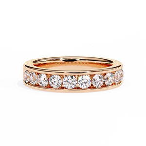 Bague de mariage classique sans soudure, demi-éternité, en or rose 10k 14k 18k - Product Image 1