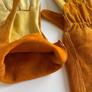 High Quality Golden Yellow Men's Leather Welding <b>Gloves</b> TIG Protection Full Thumb Cotton Lining Molten Metal Splash Test <b>Type</b> - Product Image 4