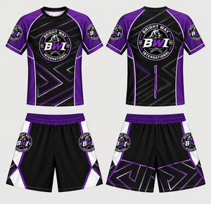 T-shirt de compression personnalisé imprimé sur toute la surface pour homme, manches courtes, pour grappling, BJJ, MMA, kickboxing, entraînement en salle de sport, Rash Guard - Product Image 2