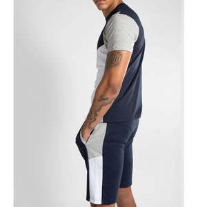 Conjuntos de Camiseta y Pantalones Cortos de Alta Calidad al por Mayor con Logotipo Personalizado, Transpirables, Lavados, Talla Grande, 100% Algodón, Conjunto Corto para Hombre - Product Image 4