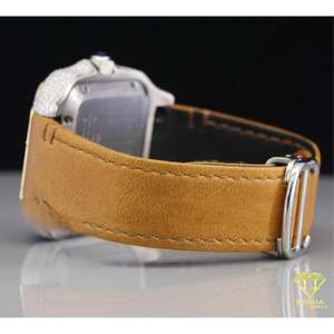 Reloj de Hombre Hip Hop con Diamantes Moissanite VVS Personalizados al por Mayor, Caja Chapada en Oro de 925 Plata, Números Romanos, Correa de Cuero - Product Image 4