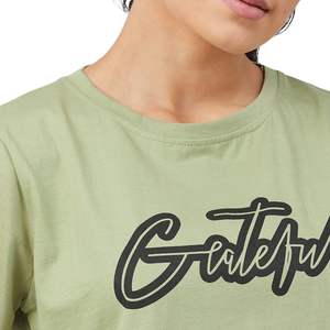 Camiseta Gráfica Personalizada para Mujer, 100% Algodón, Manga Corta, Cuello Redondo, Estampada, Informal, al por Mayor OEM - Product Image 3