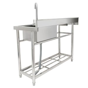 Lavello Commerciale in Acciaio Inossidabile con Piano di Lavoro 39.4 X 19.1 X 37.4 cm, Vasca Singola, Autoportante - Product Image 1