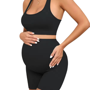 ชุดโยคะสำหรับคุณแม่ตั้งครรภ์ช่วงฤดูร้อน กางเกงเลกกิ้งเอวสูงแบบมีสายรัด ช่วยพยุงหน้าท้อง เนื้อผ้านุ่ม ชุดออกกำลังกายสำหรับหญิงตั้งครรภ์ รับผลิตตามสั่ง ขายส่ง - Product Image 1