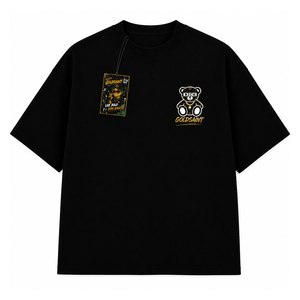 Camiseta Personalizable Beige, Corte Holgado, Estilo Urbano, Estampado Animal, Logotipo de Pez 3D en la Parte Delantera, 240g, 100% Algodón Tejido - Product Image 2