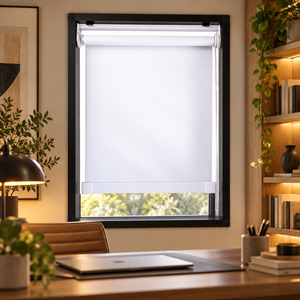 Persiana Enrollable Eléctrica Integrada WINHOME, Blanca, de Plástico, Filtra la Luz, Bloquea los Rayos UV, Diseño Moderno y Minimalista, para Puertas Corredizas - Product Image 1