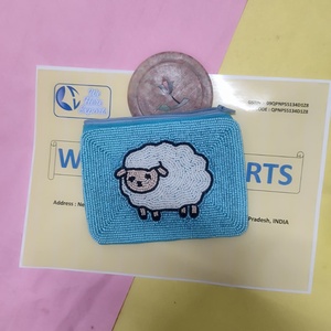 Porte-monnaie mignon fait main en perles, motif mouton, avec fermeture éclair, petit portefeuille animal mignon, mini trousse de maquillage, pour usage quotidien - Product Image 4