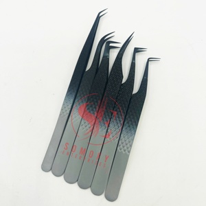 Pinzas de extensión de pestañas de acero inoxidable duraderas antiestáticas de precisión profesional de alta calidad 45 grados personalizables - Product Image 5