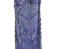 Robe longue sans manches brodée à la main avec perles et sequins, silhouette sirène, taille empire, style club, confortable et respirante