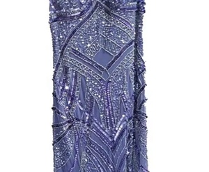 Robe longue sans manches à silhouette droite, brodée à la main avec des perles et des paillettes - Product Image 3