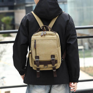 Vintage Classic Geometric <b>Canvas</b> <b>Backpack</b> Unisex Softback Open Durable Eco Friendly Daily Use 56-77L Travel Sports Brown Handle - Product Image 3