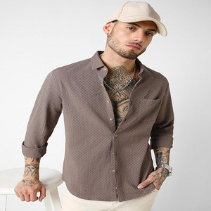 Chemise à carreaux surdimensionnée en coton épais design personnalisé pour hommes tissu Dobby respirant double couche décontracté à manches longues et anti-rides - Product Image 1