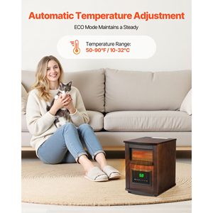 Stufa Elettrica a Infrarossi da 1500W con Telecomando, Schermo LED e Timer 24H, Riscaldatore per Ambienti con Temperatura Regolabile - Product Image 4