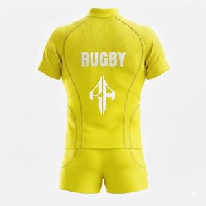 Nouvel uniforme de rugby sportif avec impression par sublimation, manches courtes, 100% polyester, qualité supérieure, logo personnalisé pour hommes - Product Image 3