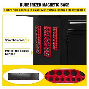 3-Pack SAE Magnetic Socket Organizer per presa da 1/4 pollici da 3/8 pollici porta porta porta attrezzi rosso portaoggetti 68 prese di memoria - Product Image 5