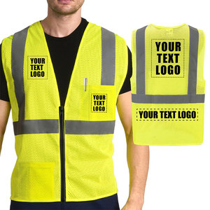 Chaleco de Seguridad Amarillo Brillante sin Mangas para Hombre, Tejido de Malla, Ropa de Trabajo Versátil de Estilo Vintage con Impresión Personalizada, Servicio OEM - Product Image 1