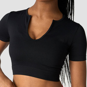 Camiseta Deportiva de Manga Corta para Mujer, Diseño Personalizado con Cuello en V, Corte Ajustado, para Running, Fitness, Yoga - Product Image 4