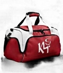 Sac de sport K4 rouge avec rayures blanches et logo, grande capacité, pour hommes et femmes, utilisation en plein air - Product Image 3