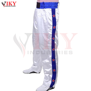 White Blue Kickboxing <b>Trousers</b> Full Contact For Adult Boxing Muay <b>Thai</b> Fitness & Karate Pants Polyester Satin Fabric <b>Trousers</b> - Product Image 3