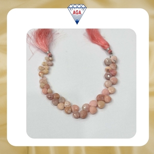 Collier en opale rose naturelle de haute qualité, perles fantaisie facettées en briolette pour hommes et femmes, bijoux en opale rose naturelle du Pérou en vrac - Product Image 2