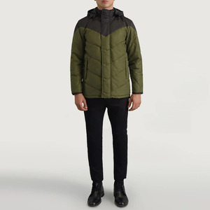 Chaqueta acolchada de lona delgada de alta calidad para hombre, con bloques de color, para clima frío, invierno, talla grande, con logo frontal. - Product Image 5
