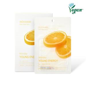 Paquete de Mascarillas Faciales Diarias Mixoon Monday, Mascarilla Vegana de Alta Calidad de Corea, Tratamiento Facial con Vitamina C, 10 Piezas - Product Image 1