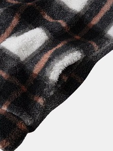 <b>Mens</b> Black White Plaid Fluffy Hoodie <b>Sherpa</b> <b>Fleece</b> Oversized Checked Pullover Hooded Sweatshirt Drawstring Winter Warm Jacket - Product Image 5