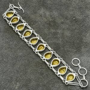 กำไลข้อมือซิทรินทำมือ เงินแท้ 925 เครื่องประดับพลอยธรรมชาติ หินสีเหลือง กำไลข้อมือผู้หญิง ของขวัญ - Product Image 3