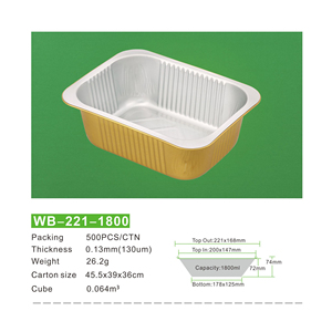 Contenitore in Alluminio Dorato Rettangolare Monouso WB 1800ml 60oz con Coperchio in Plastica PP per Friggitrici <span class=keywords><strong>ad</strong></span> <span class=keywords><strong>Aria</strong></span> e Asporto - Product Image 2