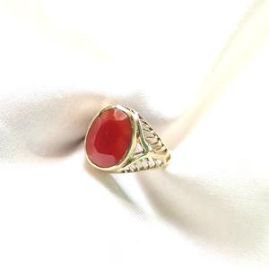 แหวนทองชุบ 925 ประดับพลอยออนิกซ์สีแดงธรรมชาติทรงรีแบบคาโบชอง สไตล์คลาสสิกสำหรับงานปาร์ตี้ ผลิตด้วยมือในอินเดียสำหรับผู้หญิง - Product Image 5