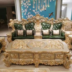 Sofá Seccional de Madera Tallada Verde Langham de Lujo en Oferta, Muebles de Diseño Europeo Elegantes para Sala de Estar y Hotel - Product Image 5