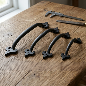 <b>Black</b> Powder Coated Iron Fleur de Lys Drawer Handle Vintage Cabinet Pull <b>Cupboard</b> Wardrobe Furniture Hardware - Product Image 1