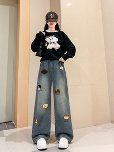 Plus Size Mid Waist Women <b>Flare</b> <b>Jeans</b> Solid <b>Vintage</b> High Street Slimming Breathable High-quality Denim Pants New - Product Image 4
