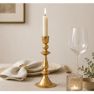 Luxury Hammered <b>Brass</b> Taper Candle <b>Holder</b> for Wedding Centerpieces Gold Metal <b>Candlestick</b> Stand Bulk Wholesale Price - Product Image 4