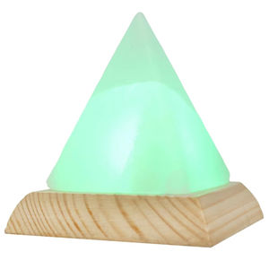 Lámparas de sal natural del Himalaya, decoración espiritual, cristal natural en forma de pirámide, mini lámparas USB con base de madera. - Product Image 2
