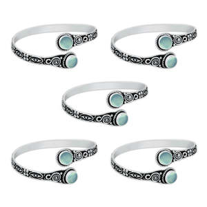 Bracelets élégants et tendance en pierres précieuses, chalcédoine aqua, plaqué argent, deux pierres de naissance, style bohème géométrique, haute qualité - Product Image 4