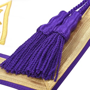 Tablier de Cérémonie Ancien Conseil des Maîtres avec Bordures Dorées et Broderie Machine Violette - Product Image 6
