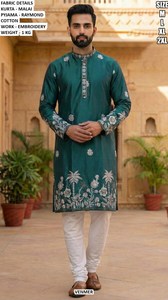 Veer green Heritage Kurta - Product Image 3