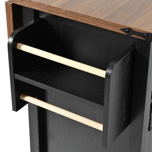 Isola da Cucina Stile Fattoria K K 53.7 Pollici con Presa di Corrente, 2 Ante Scorrevoli, Vano Portaoggetti, Ripiano Ribaltabile e Porta Spezie - Product Image 2